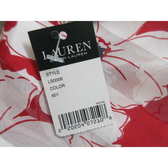 Ralph Lauren Floral 100% Silk Scarf Red and White Daisy Print 12” X 52” NEW Gift - Picture 5 of 7